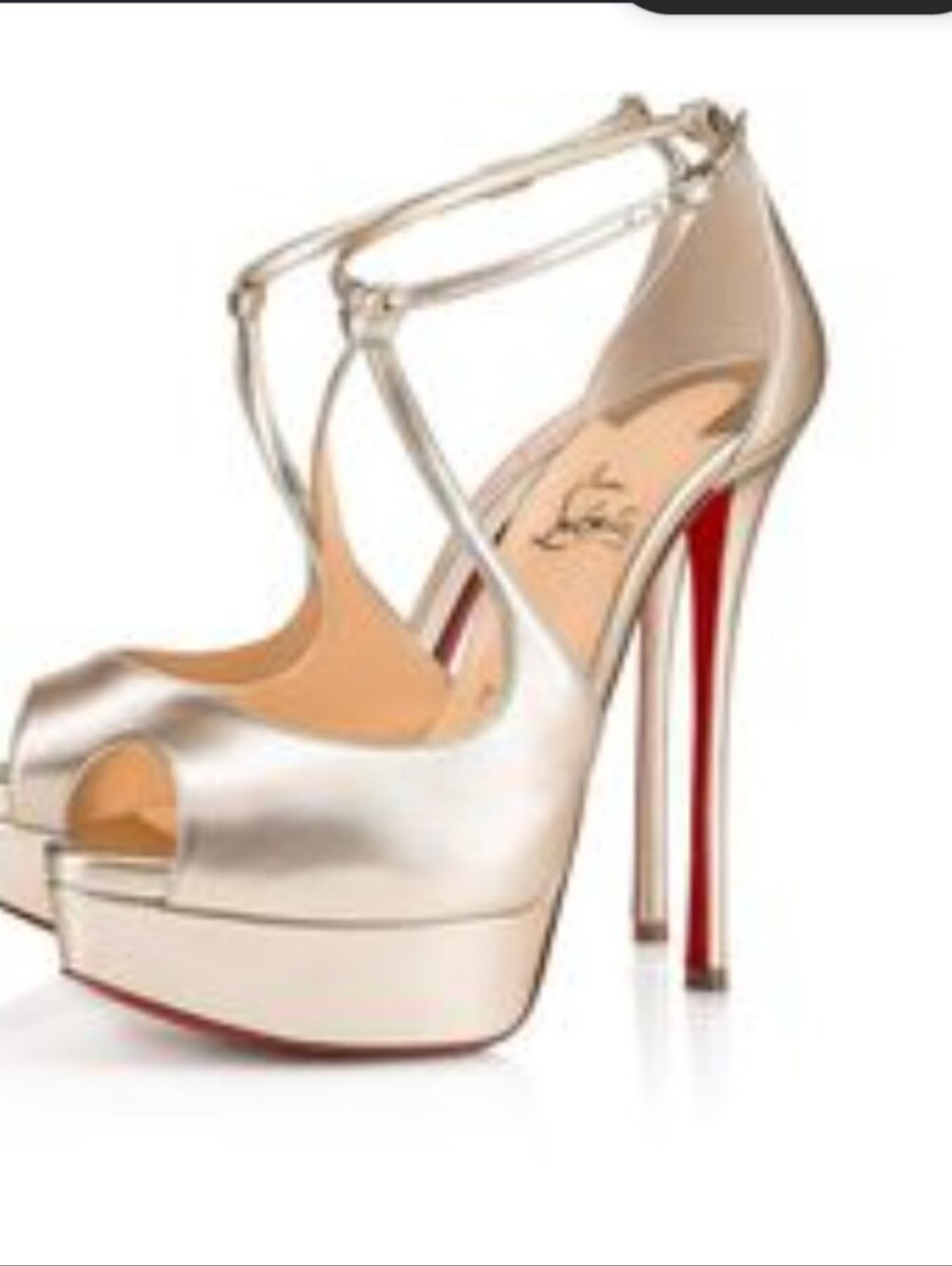 Metallic Platform Peep-Toe Stiletto with T-Strap